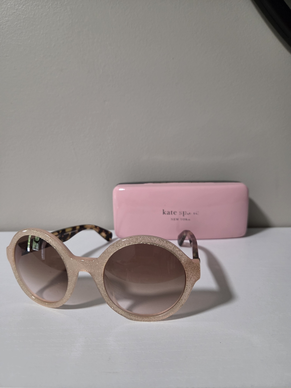 kate spade Pink Glitter Round Sunglasses